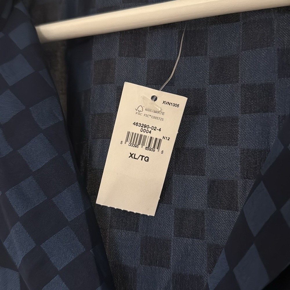 Gap • NWT Navy Blue Jacquard Checkered Satin Pajama Shirt Size XL - Picture 5 of 6